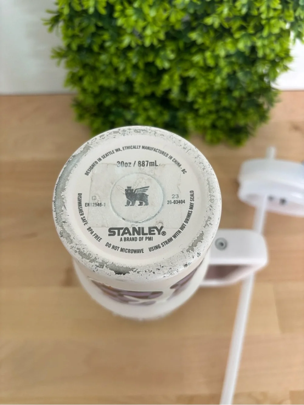 Stanley Light Pink Insulated Travel Mug with Handle and Straw -Swifty Stickers